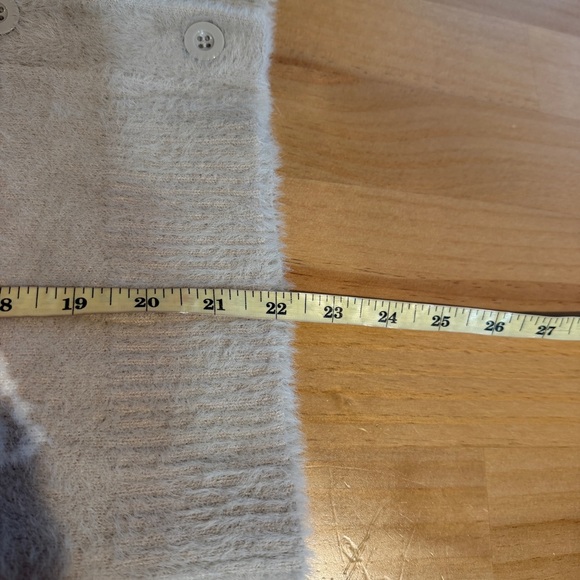 Bailey 44 Cozy Beige Heart Print Fuzzy Cardigan Soft Knit Sweater Cottagecore SM - Picture 9 of 10